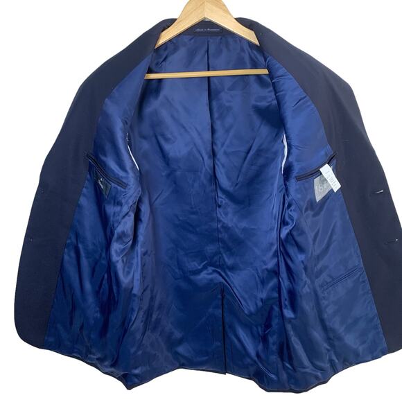 Hart Schaffner Marx Sz 39R 100% Wool Silver Button Sport Coat Blazer Jacket Blue - Picture 3 of 10